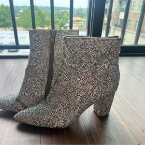 Sparkling Silver Ankle Boots